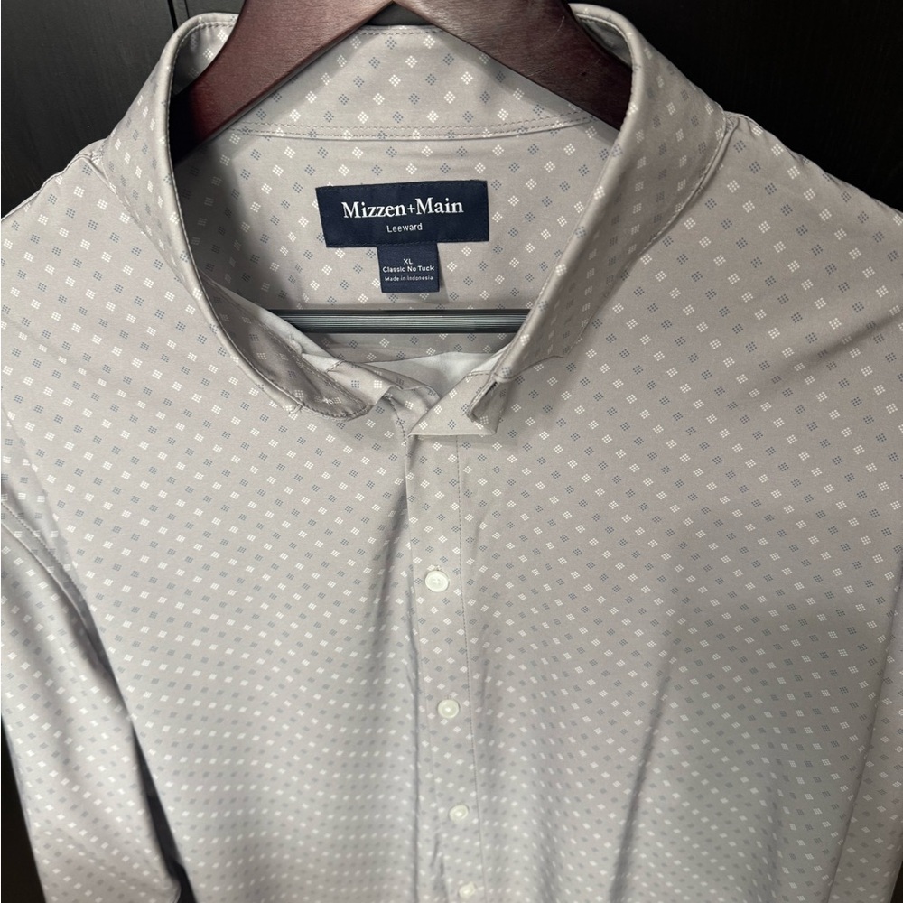 Mizzen+Main Gray Patterned XL No-Tuck Men's Shirt